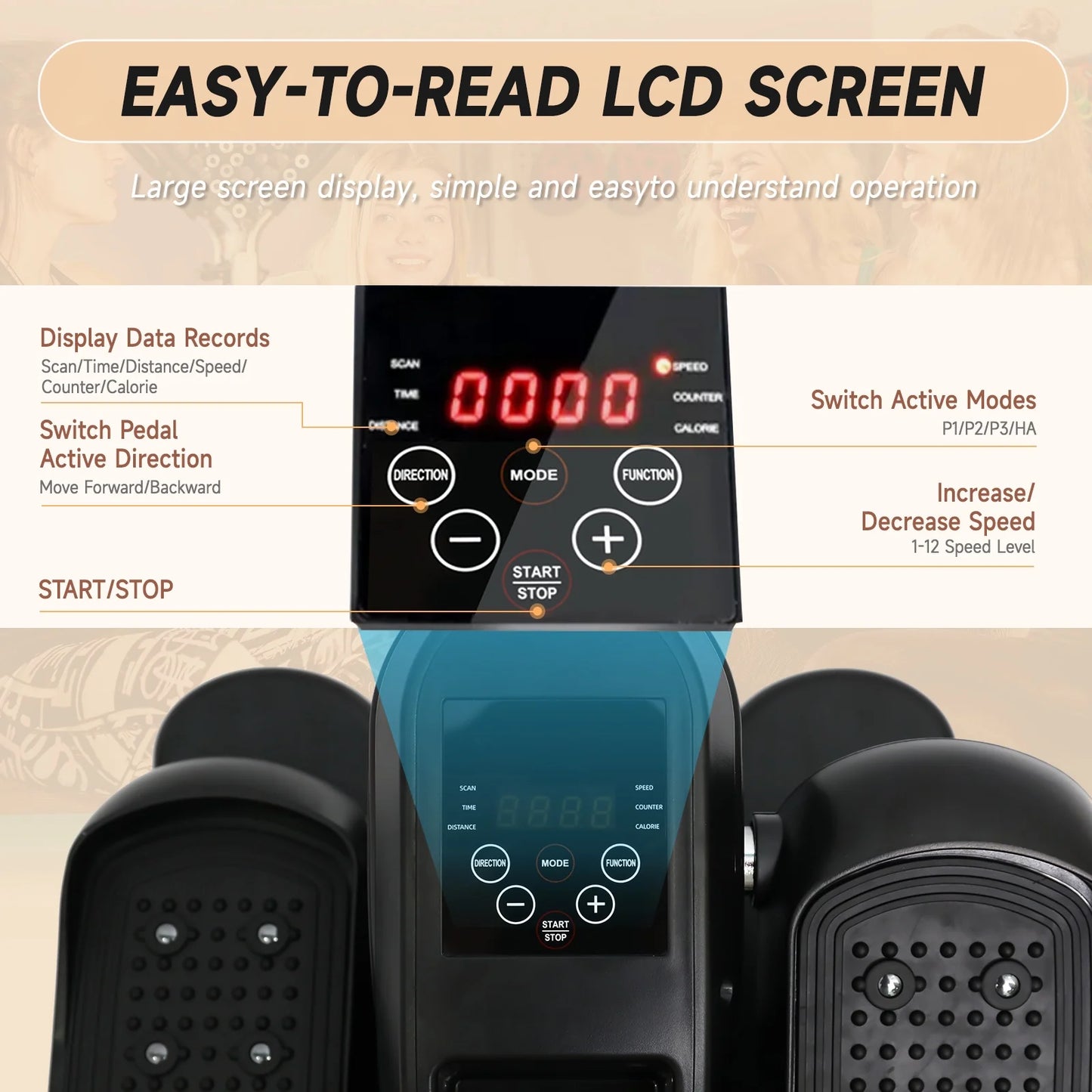under Desk Elliptical, Electric Seated Foot & Leg Pedal Exerciser While Sitting for Seniors