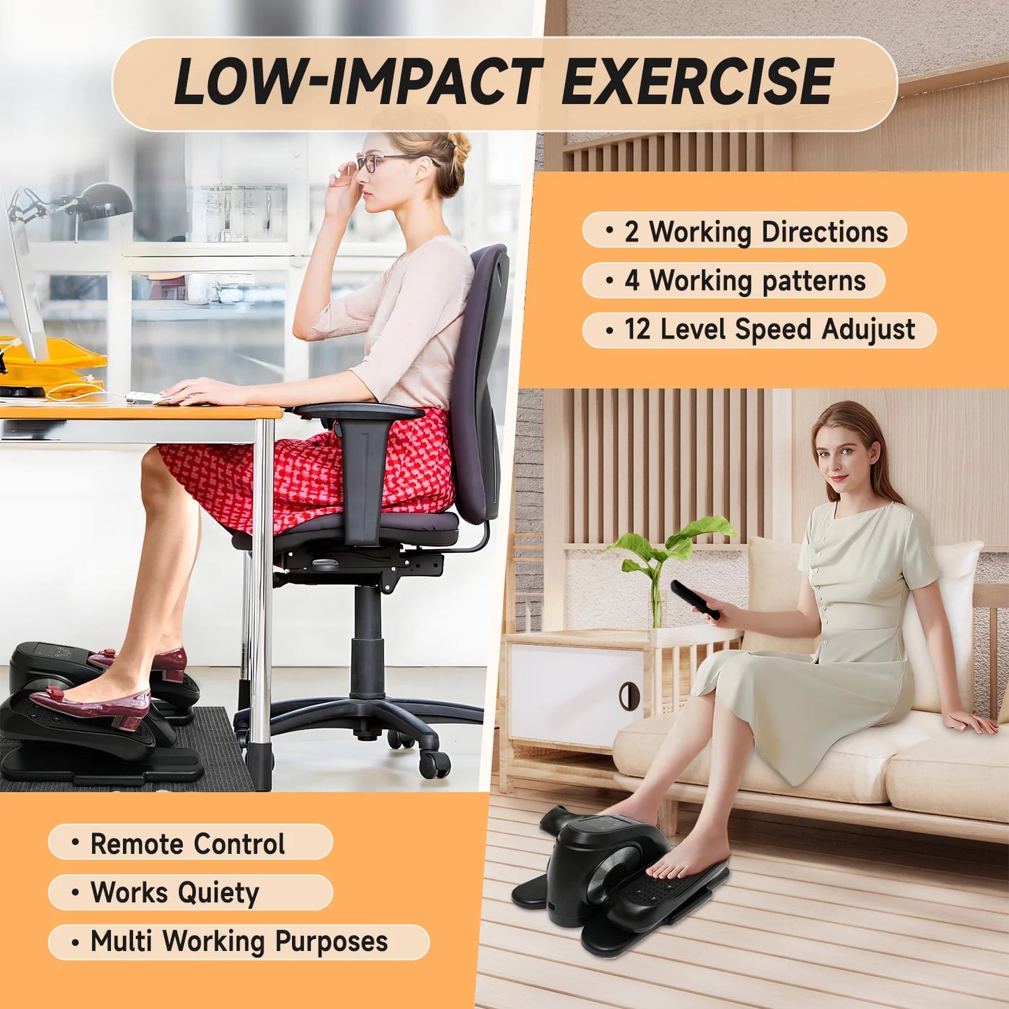 under Desk Elliptical, Electric Seated Foot & Leg Pedal Exerciser While Sitting for Seniors