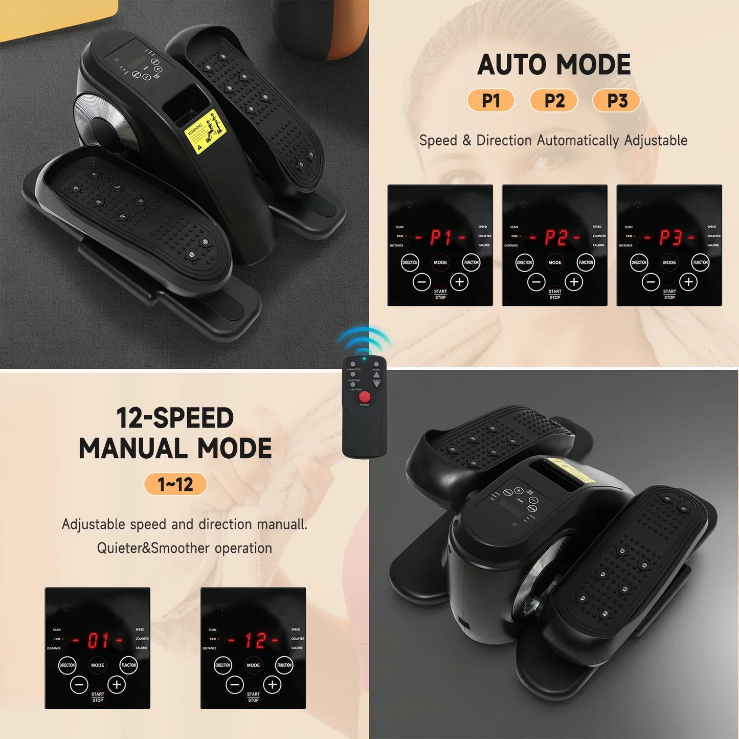 under Desk Elliptical, Electric Seated Foot & Leg Pedal Exerciser While Sitting for Seniors