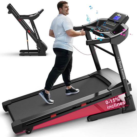330LBS Weight Capacity with 15% Auto Incline Electric Folding Treadmills for Home, 3.5HP 8.5MPH Max Speed Heart Rate Sensor Double-Rail for Running Walking Jogging Exercise Fitness