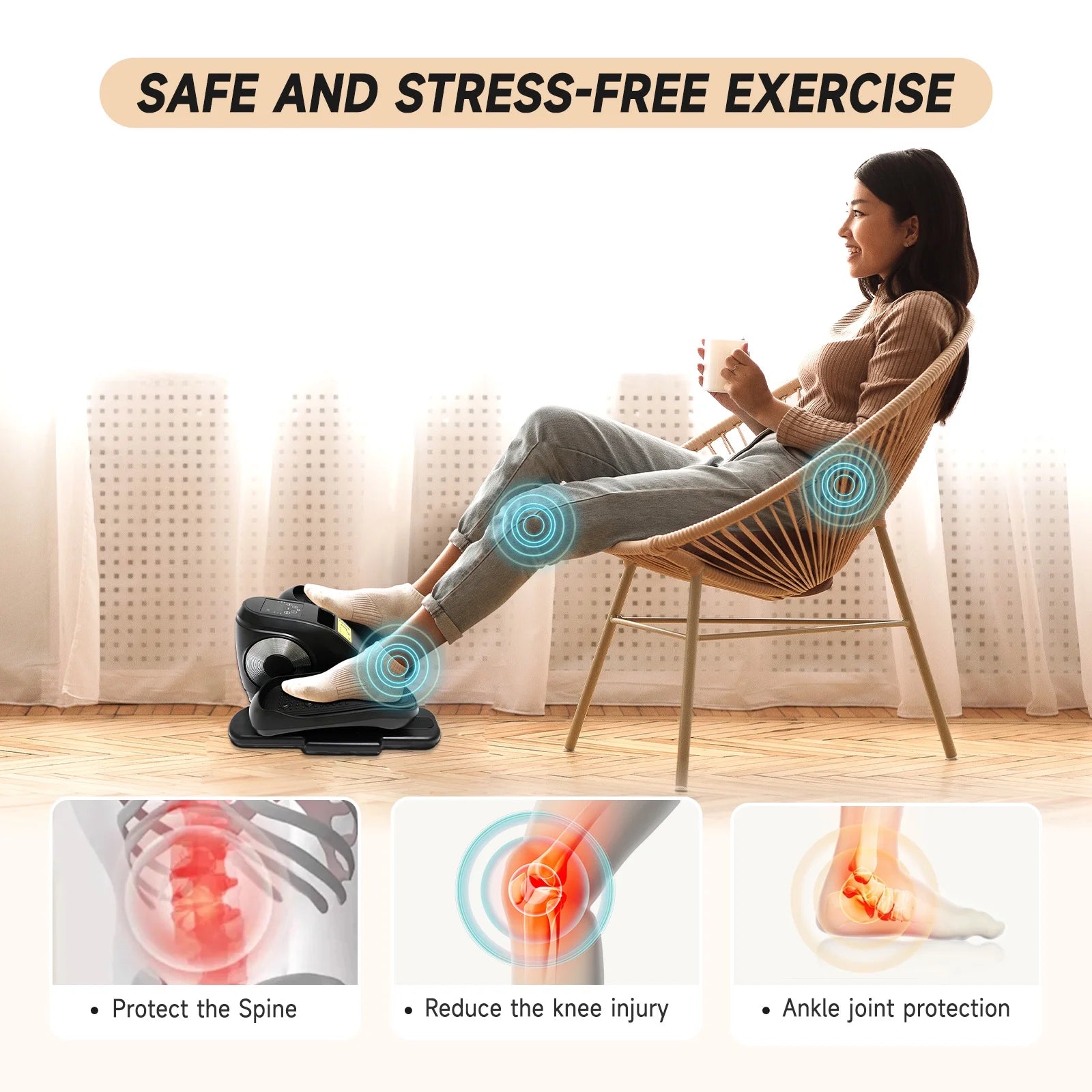 under Desk Elliptical, Electric Seated Foot & Leg Pedal Exerciser While Sitting for Seniors