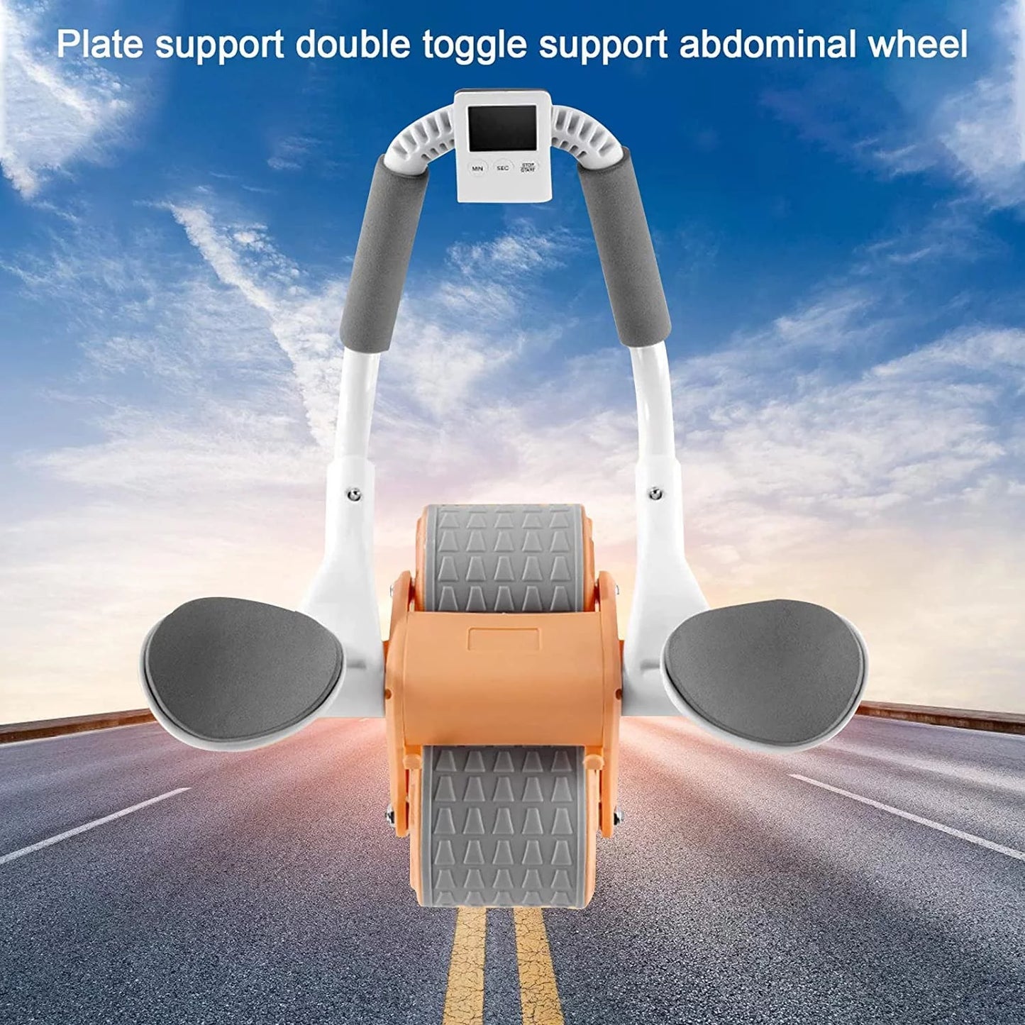 2025 New with Timer Ab Abdominal Exercise Roller Elbow Support, Abs Roller Wheel Core Exercise Equipment, Automatic Rebound Abdominal Wheel(Black）