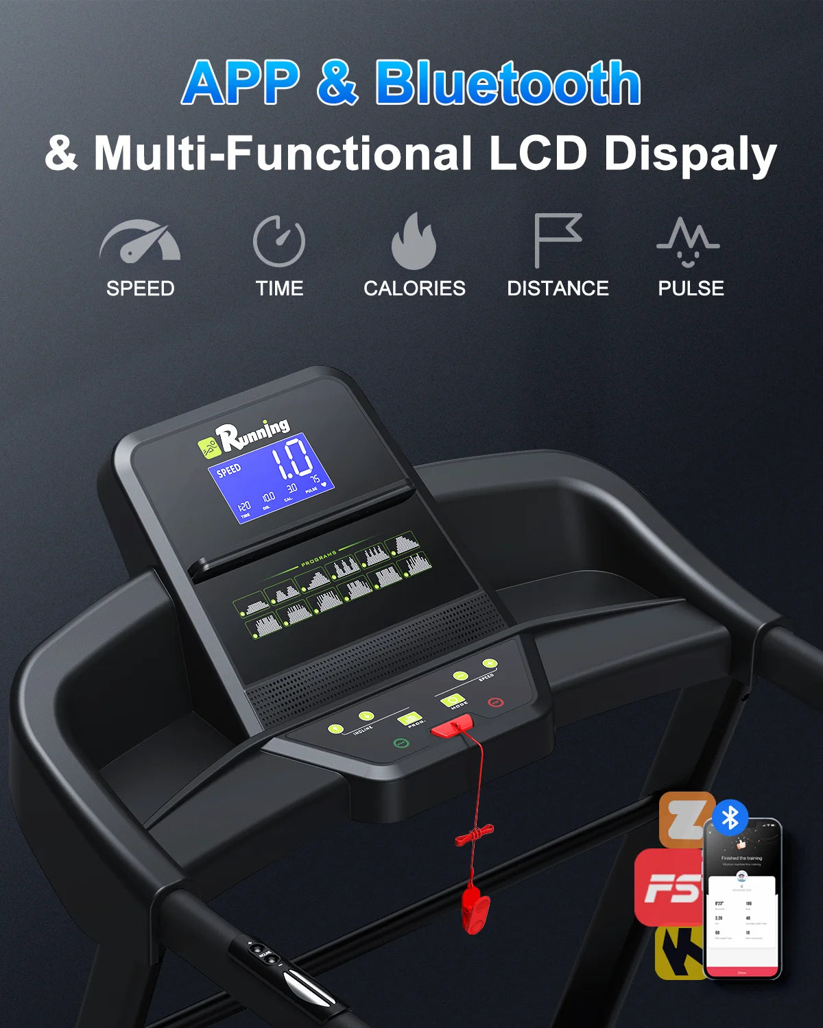 330LBS Weight Capacity with 15% Auto Incline Electric Folding Treadmills for Home, 3.5HP 8.5MPH Max Speed Heart Rate Sensor Double-Rail for Running Walking Jogging Exercise Fitness