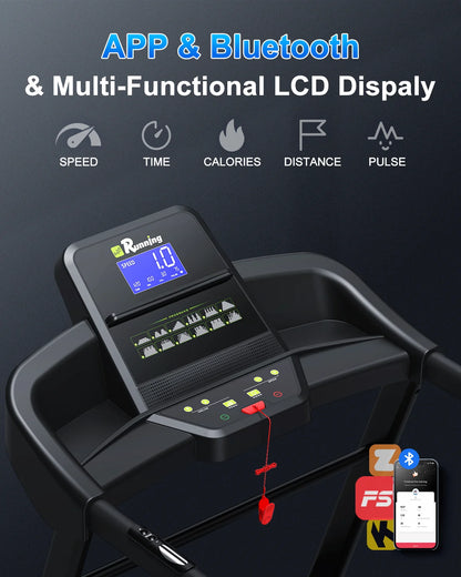 330LBS Weight Capacity with 15% Auto Incline Electric Folding Treadmills for Home, 3.5HP 8.5MPH Max Speed Heart Rate Sensor Double-Rail for Running Walking Jogging Exercise Fitness
