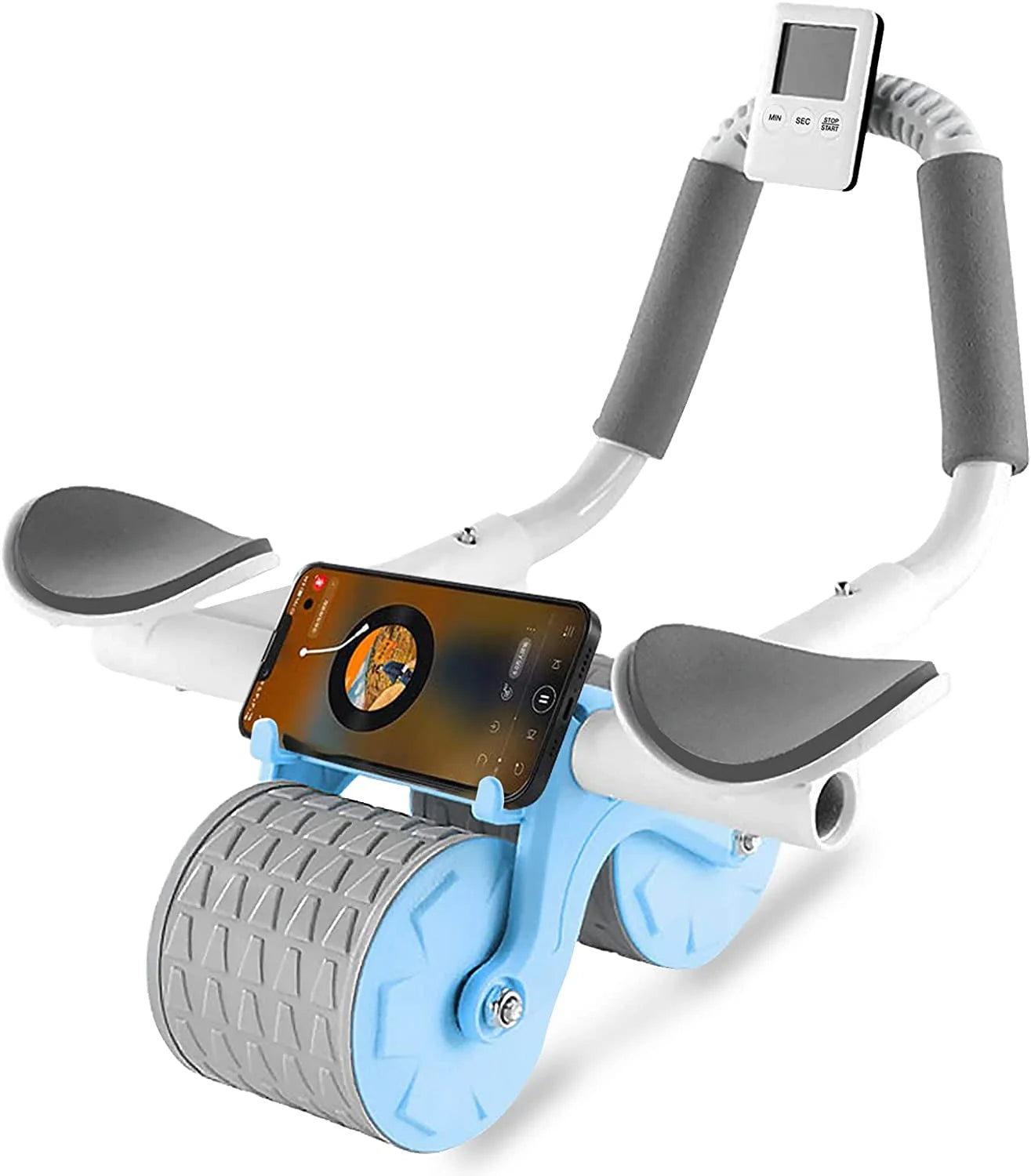 2025 New with Timer Ab Abdominal Exercise Roller Elbow Support, Abs Roller Wheel Core Exercise Equipment, Automatic Rebound Abdominal Wheel(Black）